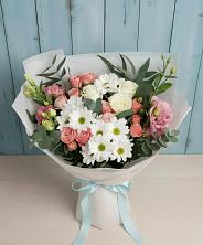 Букет цветов из:  Розы, Лизиантусы и Хризантемы во Владимировской