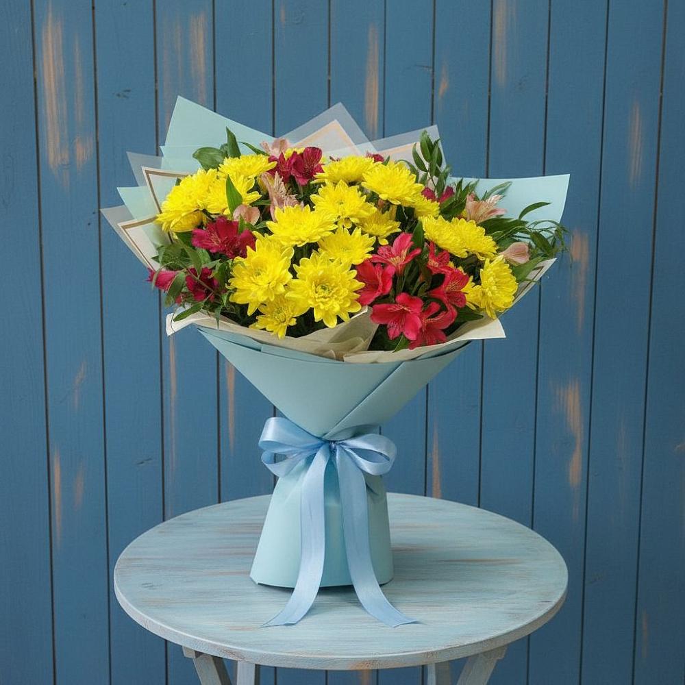 Букет цветов из: Альстромерии и Хризантемы во Владимировской