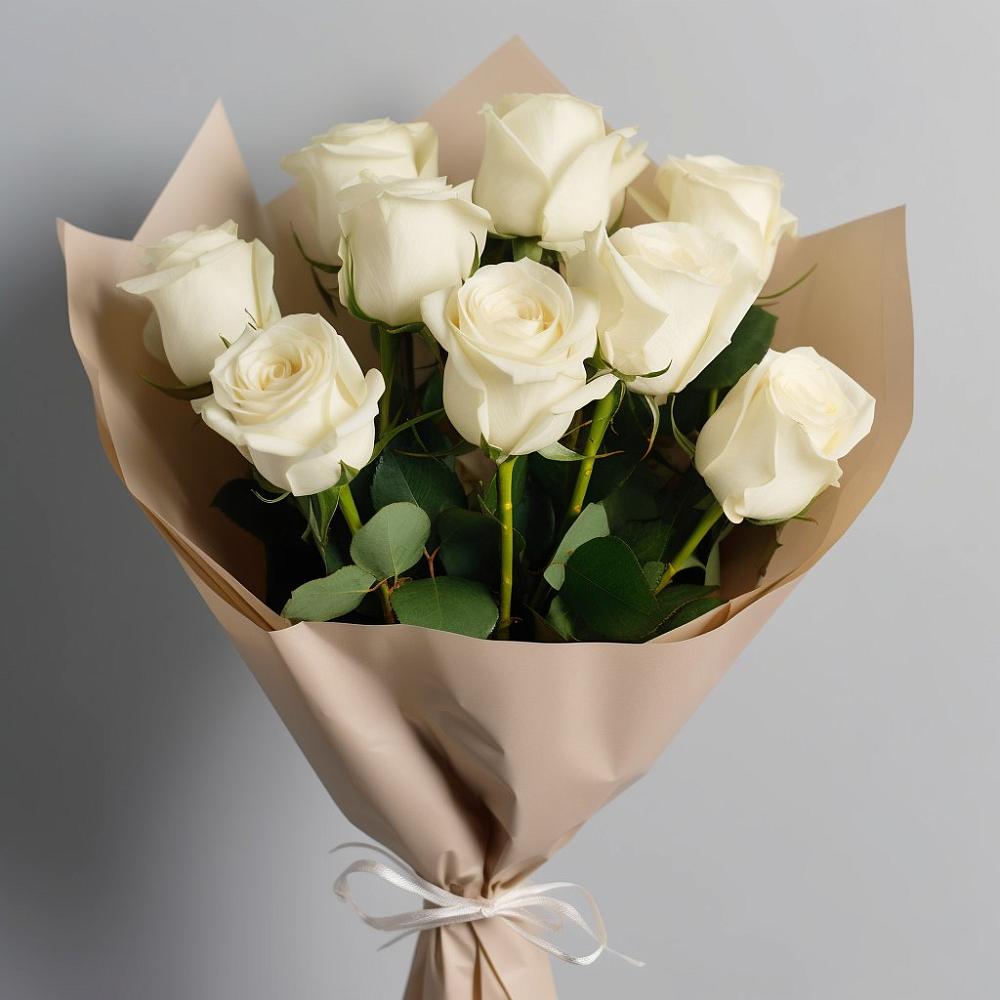 Букет 9 Белых роз Эдлесс Лав во Владимировской