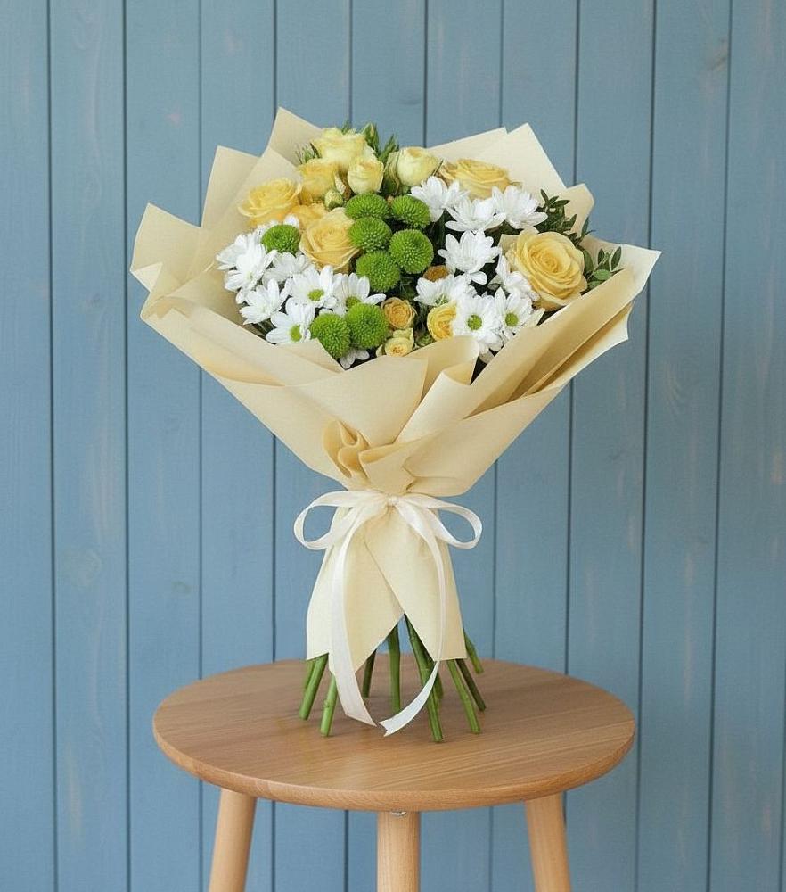 Букет цветов из: Хризантемы и Розы во Владимировской