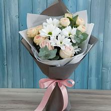 Букет цветов из:  Хризантемы и Розы #REPLACE_PRED# Владимировской