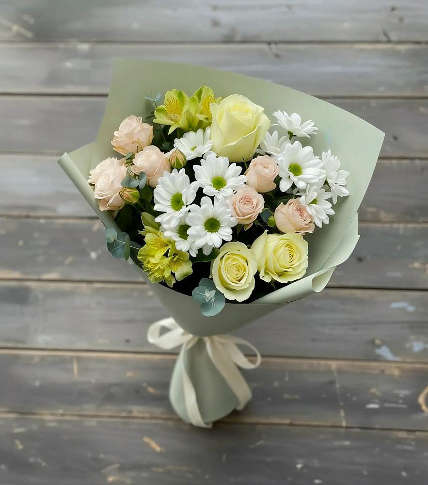 Букет цветов из: Альстромерии, Розы и Хризантемы во Владимировской