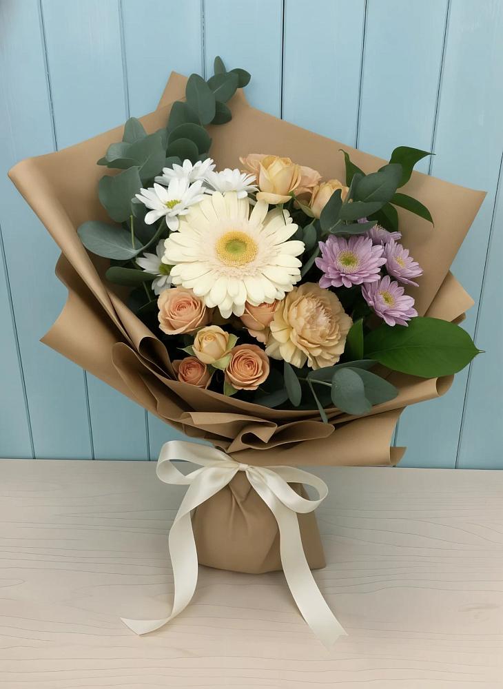 Букет цветов из: Герберы и Хризантемы во Владимировской