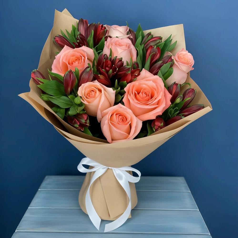 Букет цветов из: Розы и Альстромерии во Владимировской