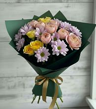 Букет цветов из:  Хризантемы и Розы #REPLACE_PRED# Владимировской