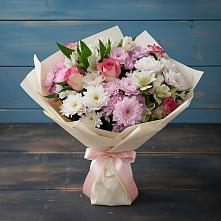 Букет цветов из:  Хризантемы, Альстромерии и Розы #REPLACE_PRED# Владимировской