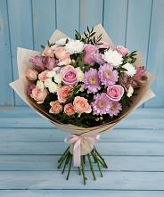 Букет цветов из:  Хризантемы, Розы и Альстромерии во Владимировской