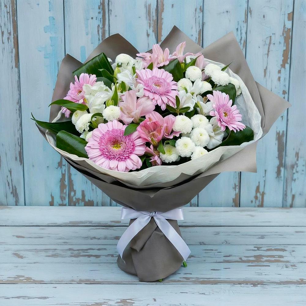 Букет цветов из: Герберы, Альстромерии и Хризантемы во Владимировской