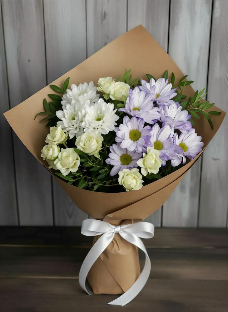 Букет цветов из: Хризантемы и Розы во Владимировской