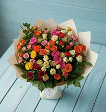 Букет Микс из разноцветных кустовых роз #REPLACE_PRED# Владимировской